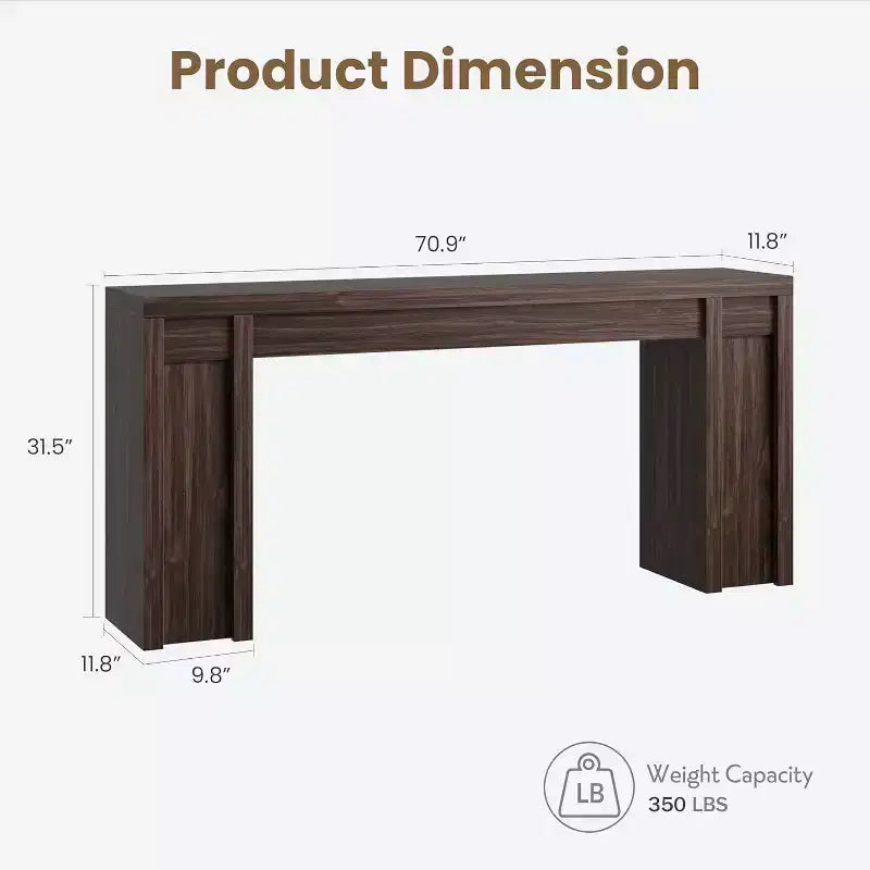 Console de ferme extra-longue de 70 pouces, table de canapé en bois pour entrée et couloir