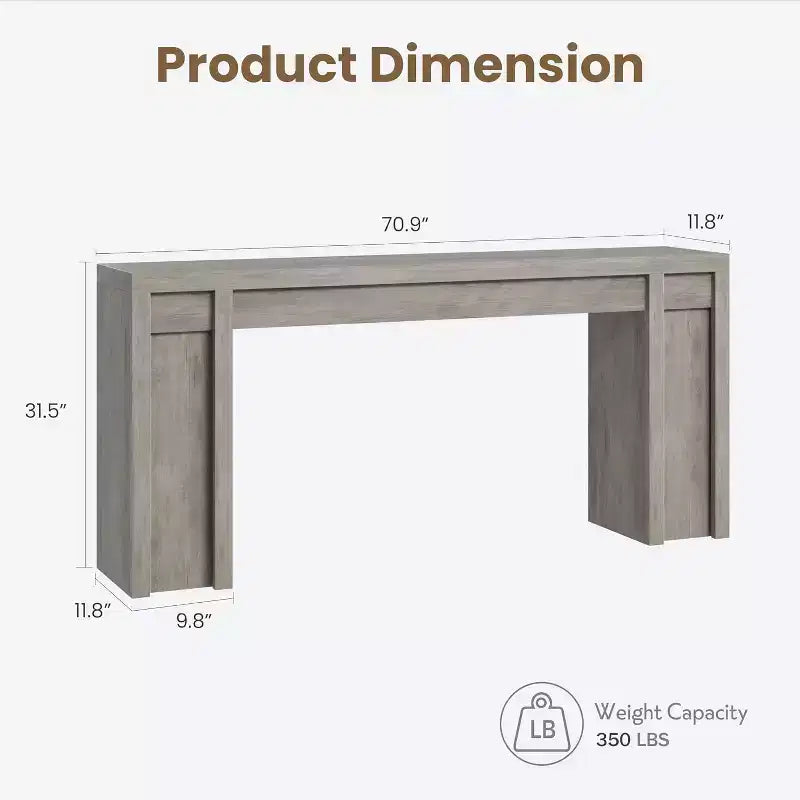 Console de ferme extra-longue de 70 pouces, table de canapé en bois pour entrée et couloir