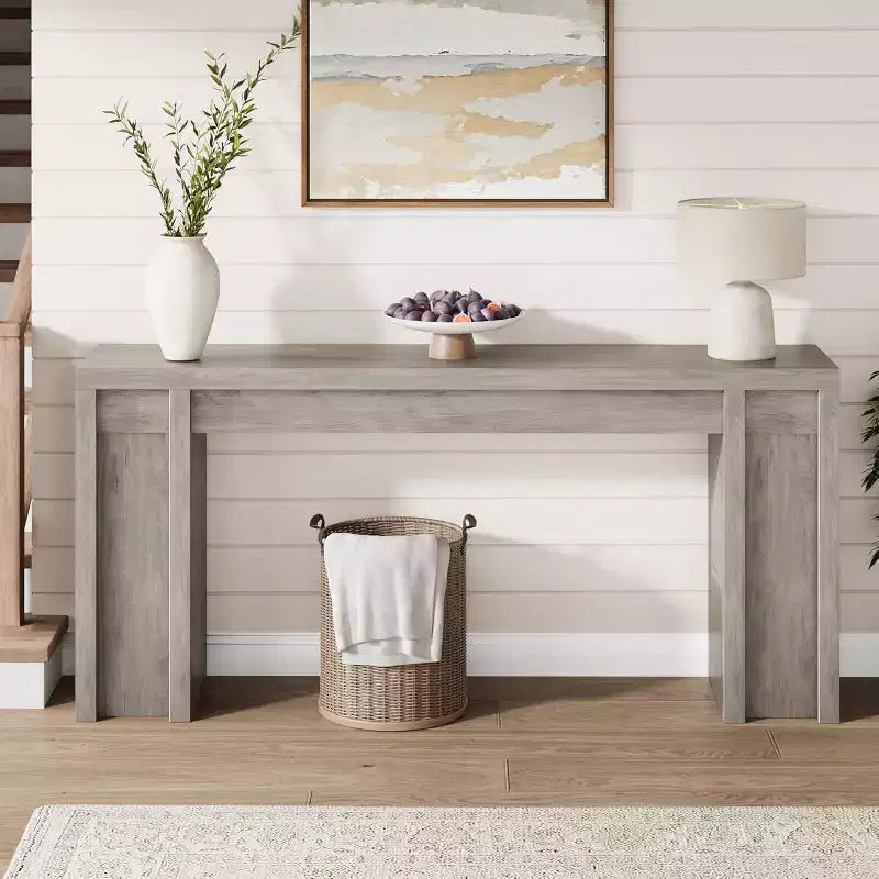 Console de ferme extra-longue de 70 pouces, table de canapé en bois pour entrée et couloir