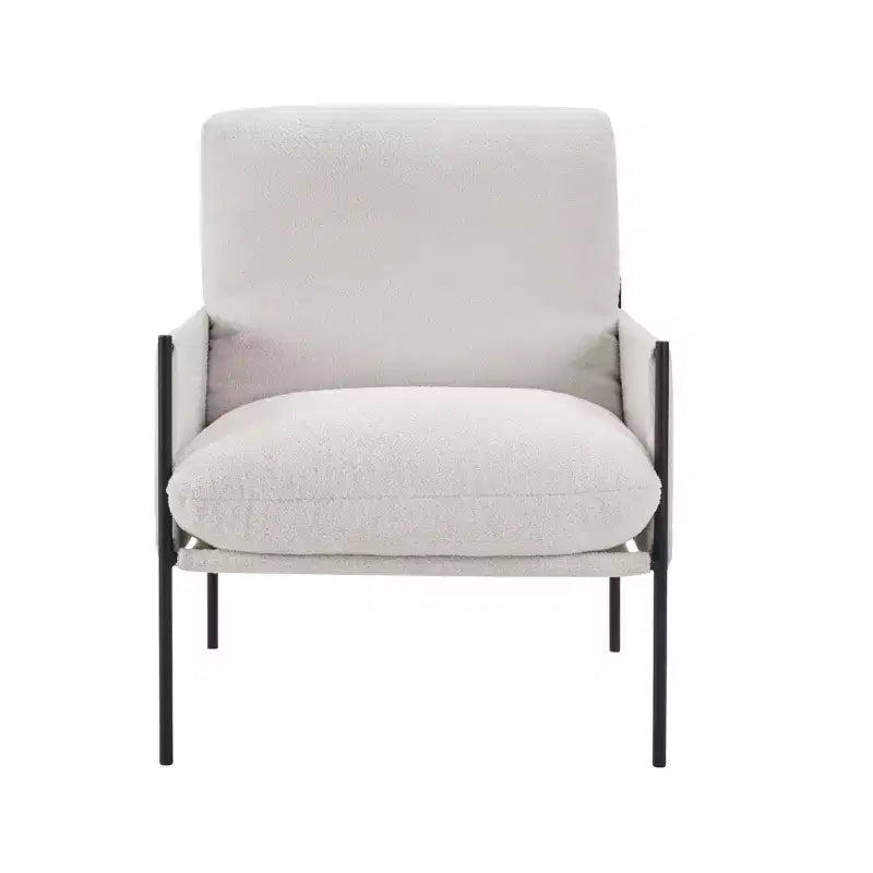 Fauteuil de lecture élégant avec coussin amovible et accoudoirs en bois, blanc