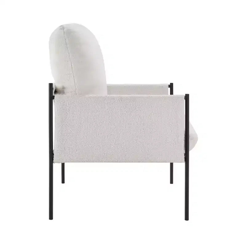 Fauteuil de lecture élégant avec coussin amovible et accoudoirs en bois, blanc