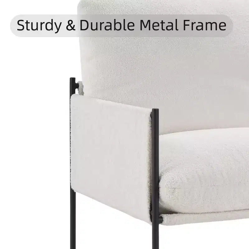 Fauteuil de lecture élégant avec coussin amovible et accoudoirs en bois, blanc