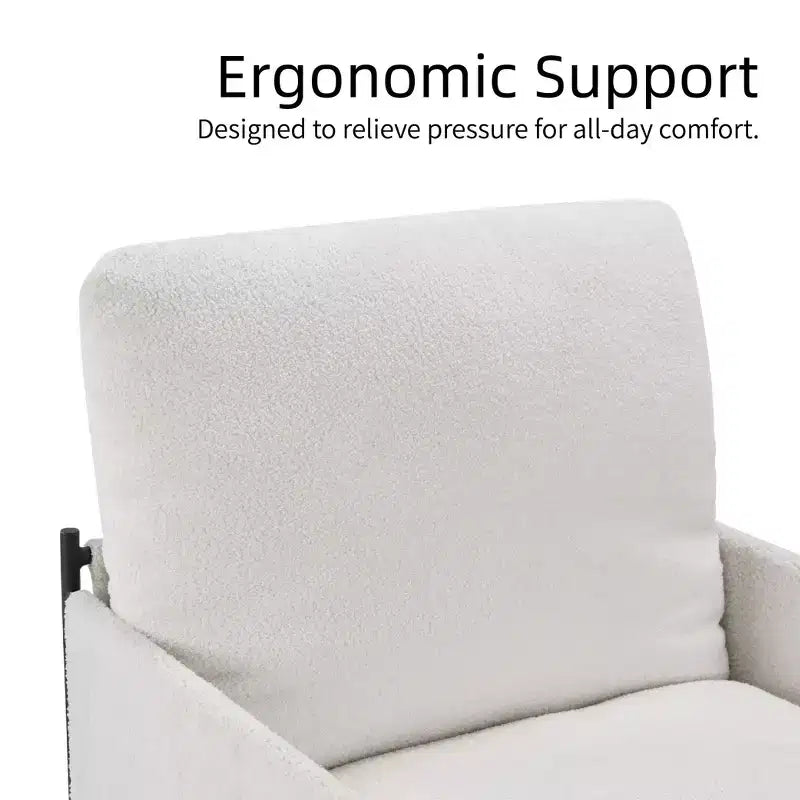 Fauteuil de lecture élégant avec coussin amovible et accoudoirs en bois, blanc