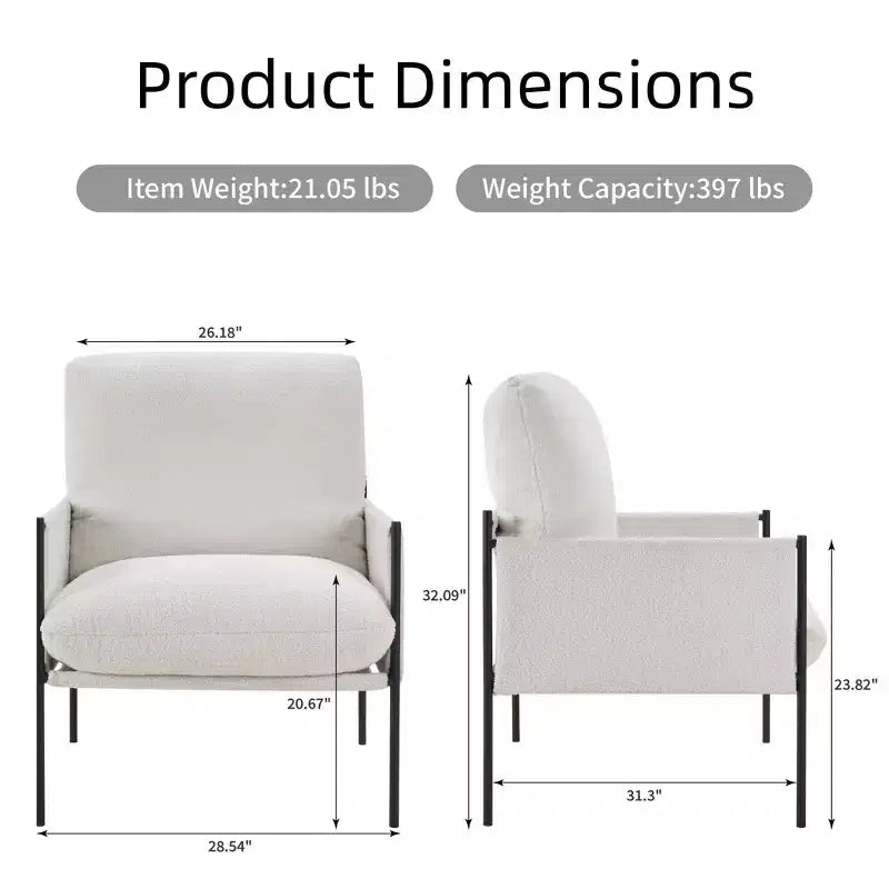 Fauteuil de lecture élégant avec coussin amovible et accoudoirs en bois, blanc