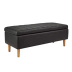 Banc ottoman de rangement en cuir PU 44 po avec compartiment caché et étagère à chaussures, noir, 330 lb