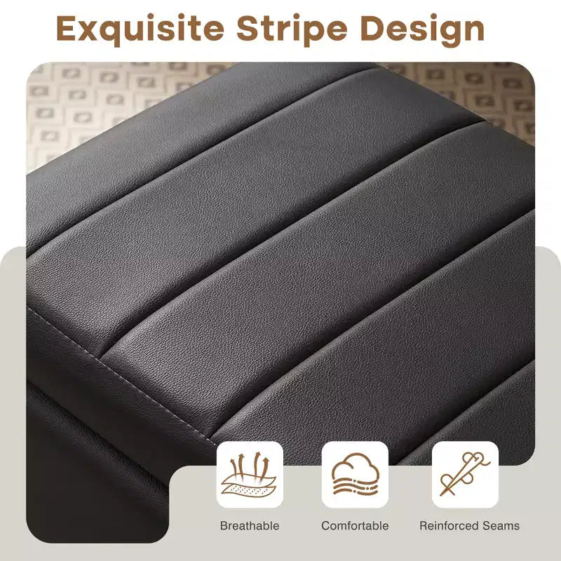 Banc ottoman de rangement en cuir PU 44 po avec compartiment caché et étagère à chaussures, noir, 330 lb