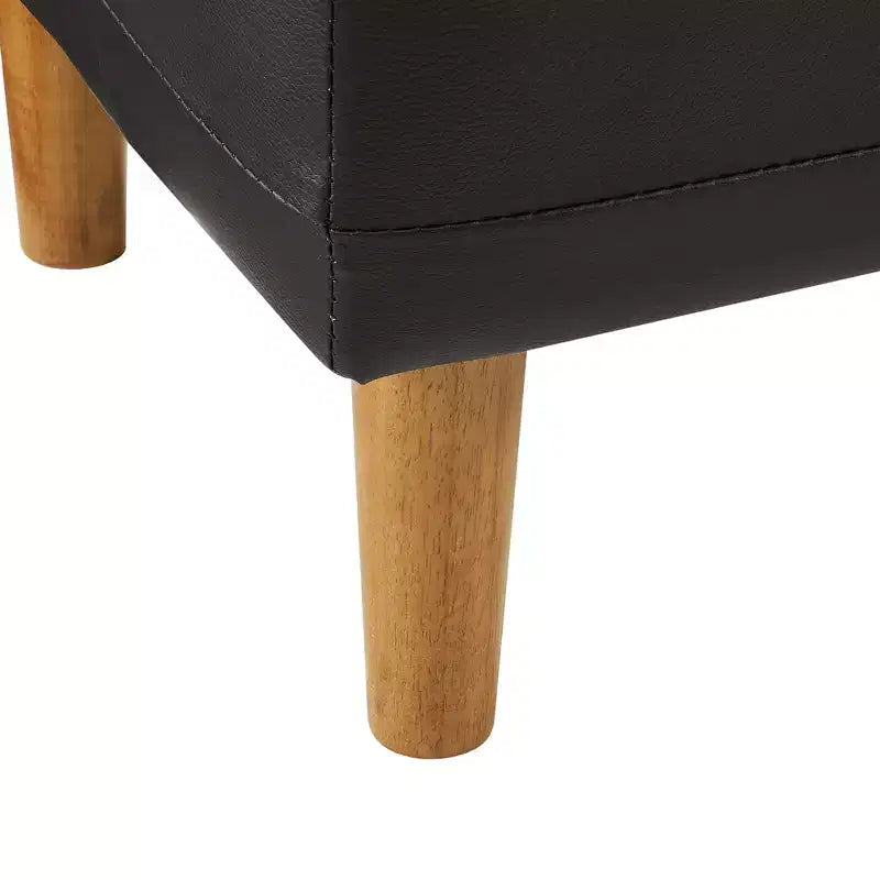 Banc ottoman de rangement en cuir PU 44 po avec compartiment caché et étagère à chaussures, noir, 330 lb
