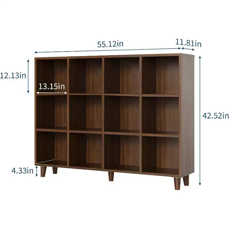 Bibliothèque ouverte sur pieds en forme de cube avec base et kit anti-basculement, étagère de présentation moderne