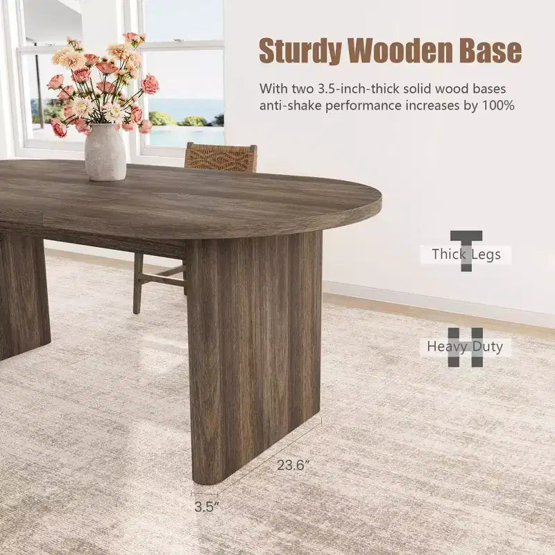 Grande table à manger et bureau polyvalents, plateau en bois épaissi, pour 6 à 10 personnes, 180 cm de large