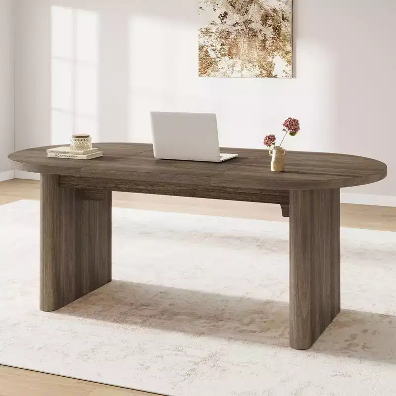 Grande table à manger et bureau polyvalents, plateau en bois épaissi, pour 6 à 10 personnes, 180 cm de large