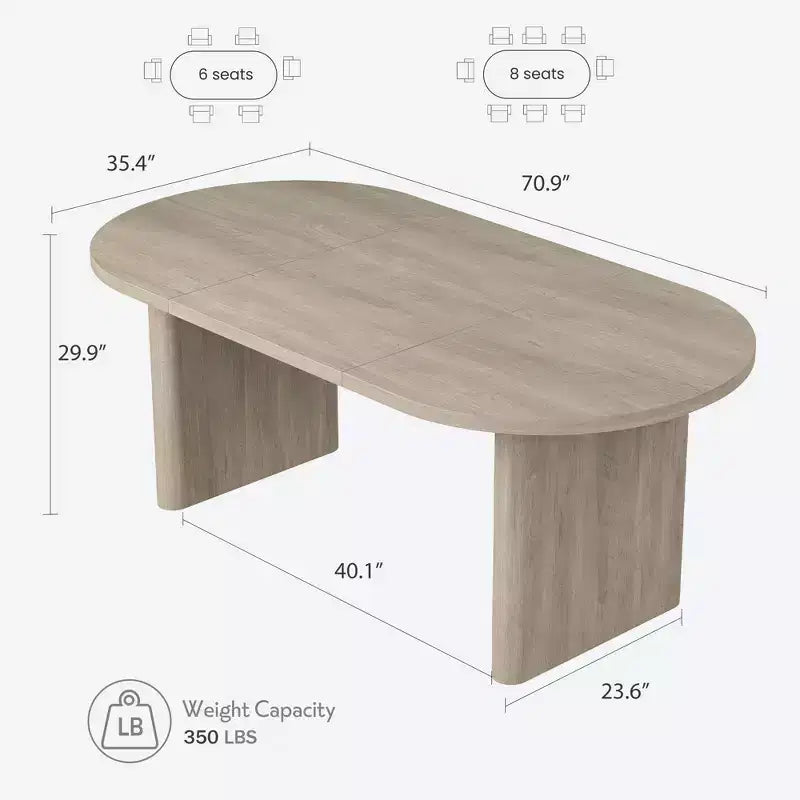 Grande table à manger et bureau polyvalents, plateau en bois épaissi, pour 6 à 10 personnes, 180 cm de large