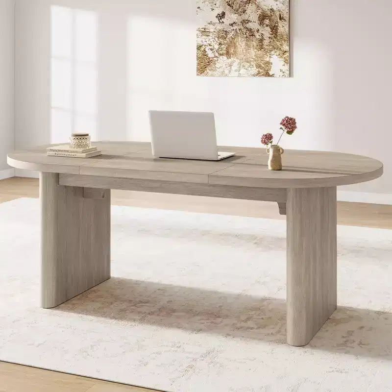 Grande table à manger et bureau polyvalents, plateau en bois épaissi, pour 6 à 10 personnes, 180 cm de large