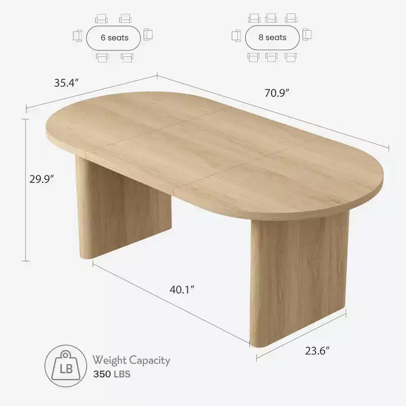 Grande table à manger et bureau polyvalents, plateau en bois épaissi, pour 6 à 10 personnes, 180 cm de large