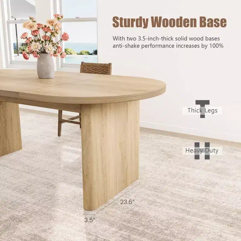 Grande table à manger et bureau polyvalents, plateau en bois épaissi, pour 6 à 10 personnes, 180 cm de large