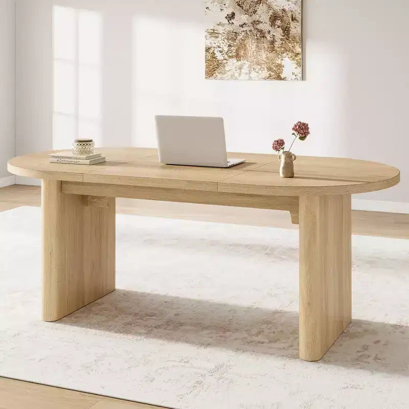 Grande table à manger et bureau polyvalents, plateau en bois épaissi, pour 6 à 10 personnes, 180 cm de large