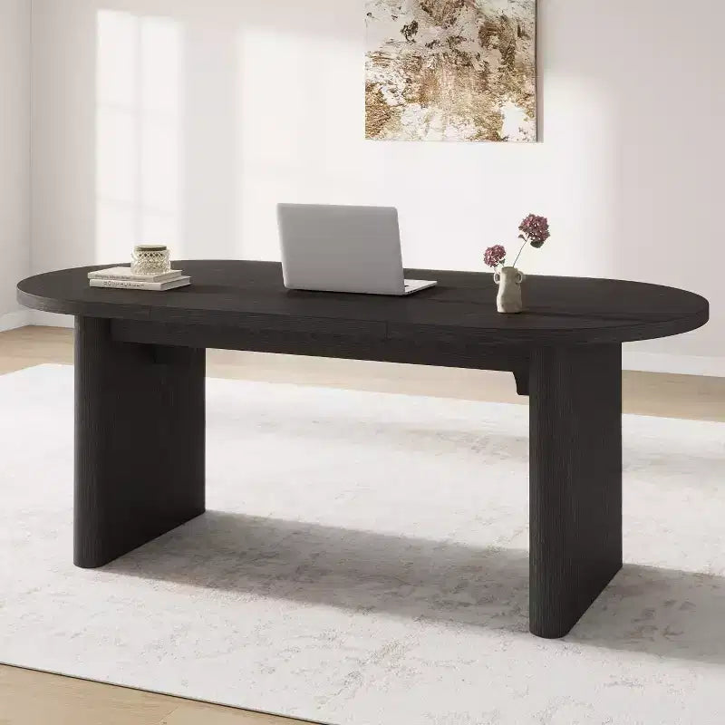 Grande table à manger et bureau polyvalents, plateau en bois épaissi, pour 6 à 10 personnes, 180 cm de large