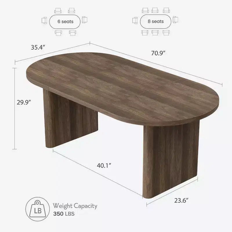Grande table à manger et bureau polyvalents, plateau en bois épaissi, pour 6 à 10 personnes, 180 cm de large