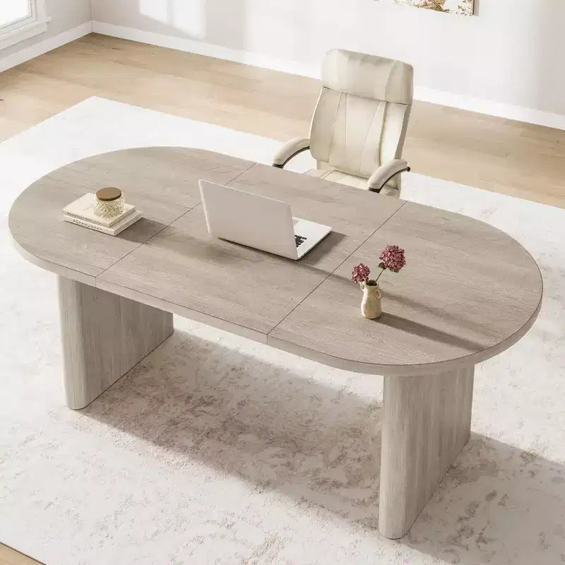 Grande table à manger et bureau polyvalents, plateau en bois épaissi, pour 6 à 10 personnes, 180 cm de large