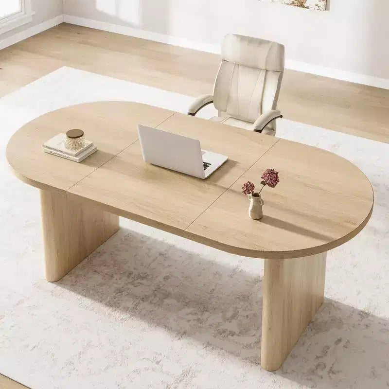 Grande table à manger et bureau polyvalents, plateau en bois épaissi, pour 6 à 10 personnes, 180 cm de large