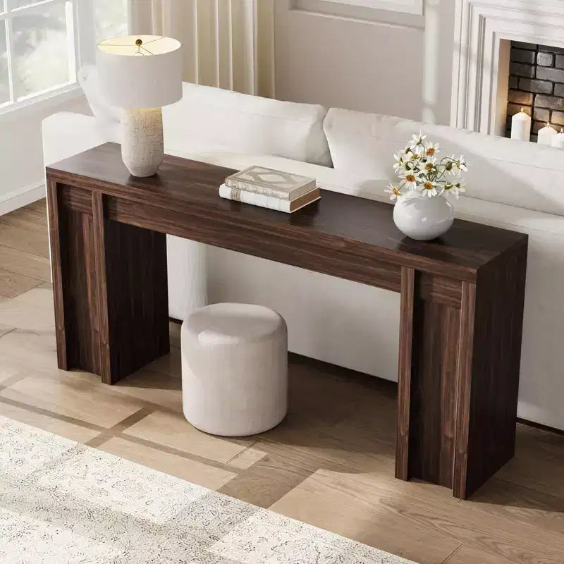 Table console rustique moderne de 70,9" avec design en bois épais, table de couloir et de canapé, marron