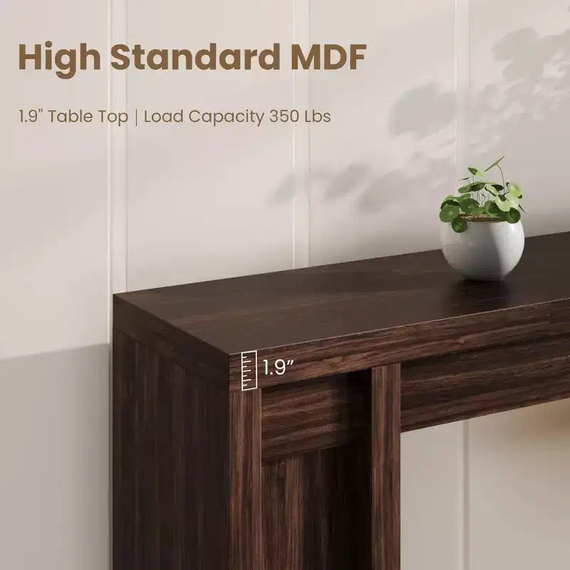 Table console rustique moderne de 70,9" avec design en bois épais, table de couloir et de canapé, marron