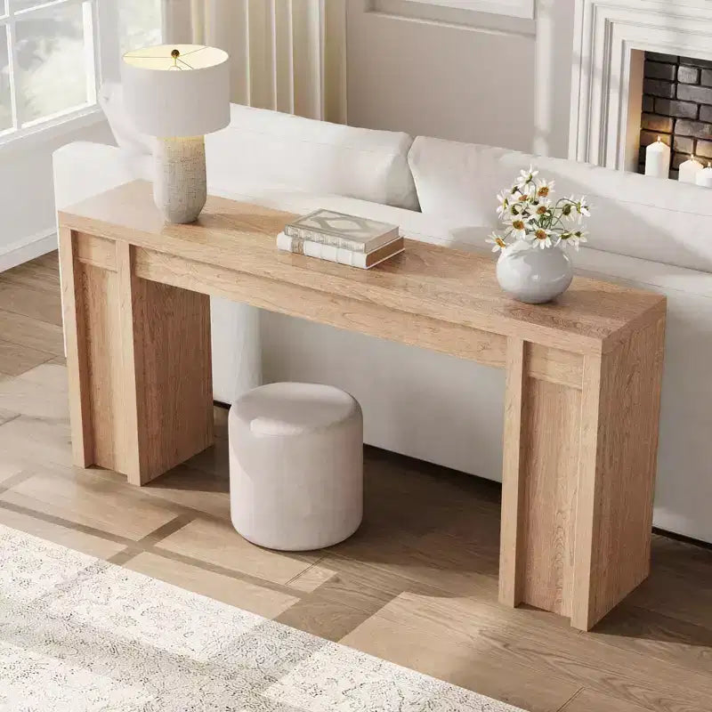 Table console rustique moderne de 70,9" avec design en bois épais, table de couloir et de canapé, marron