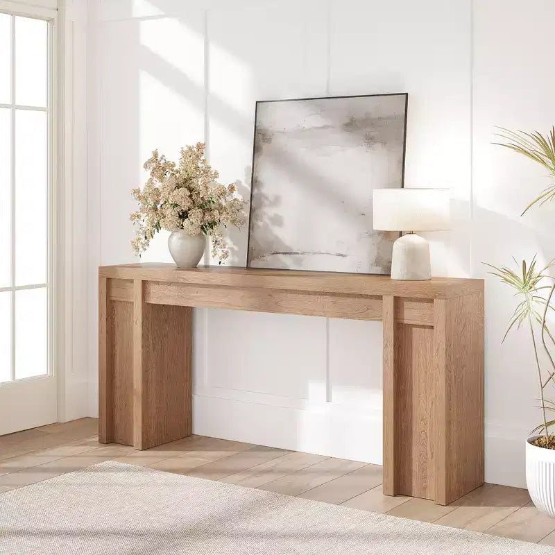 Table console rustique moderne de 70,9" avec design en bois épais, table de couloir et de canapé, marron