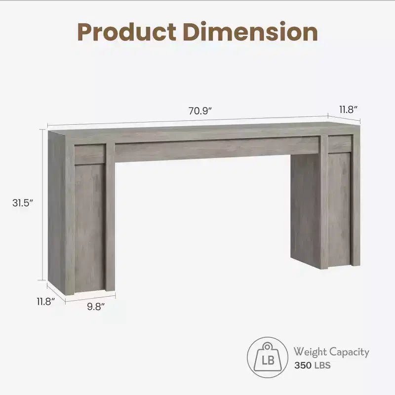 Table console rustique moderne de 70,9" avec design en bois épais, table de couloir et de canapé, marron