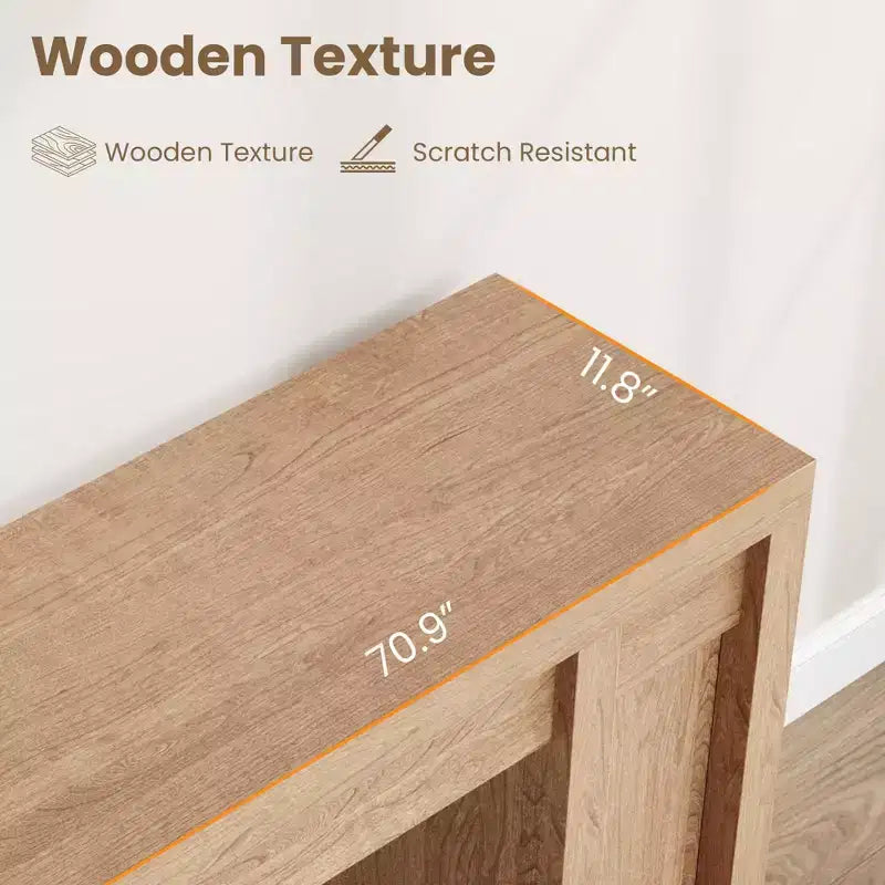 Table console rustique moderne de 70,9" avec design en bois épais, table de couloir et de canapé, marron