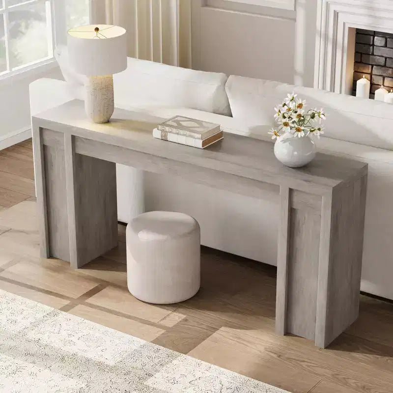 Table console rustique moderne de 70,9" avec design en bois épais, table de couloir et de canapé, marron