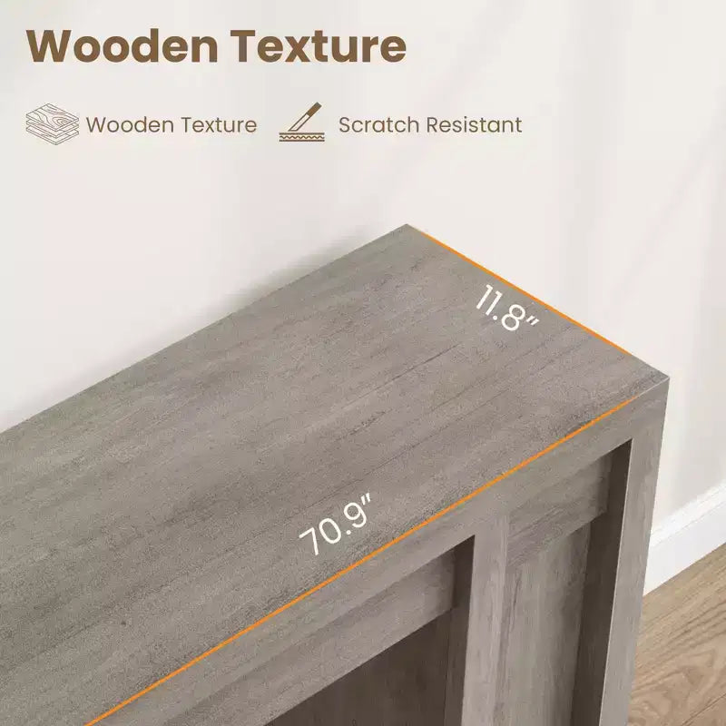 Table console rustique moderne de 70,9" avec design en bois épais, table de couloir et de canapé, marron