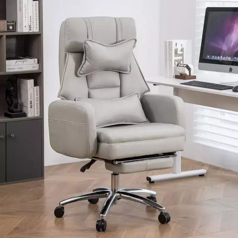 Fauteuil de bureau inclinable ergonomique pivotant à 360° avec repose-pieds, appuie-tête et oreiller lombaire, 180 kg