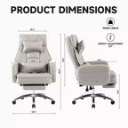 Fauteuil de bureau inclinable ergonomique pivotant à 360° avec repose-pieds, appuie-tête et oreiller lombaire, 180 kg