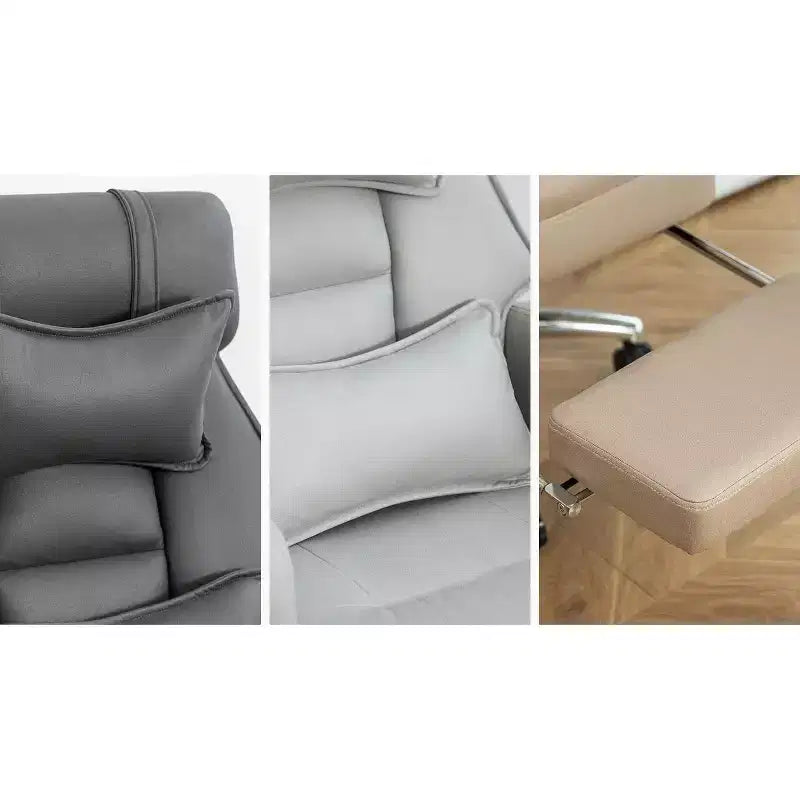 Fauteuil de bureau inclinable ergonomique pivotant à 360° avec repose-pieds, appuie-tête et oreiller lombaire, 180 kg