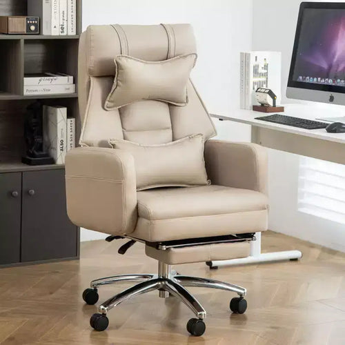 Fauteuil de bureau inclinable ergonomique pivotant à 360° avec repose-pieds, appuie-tête et oreiller lombaire, 180 kg