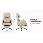 Fauteuil de bureau inclinable ergonomique pivotant à 360° avec repose-pieds, appuie-tête et oreiller lombaire, 180 kg