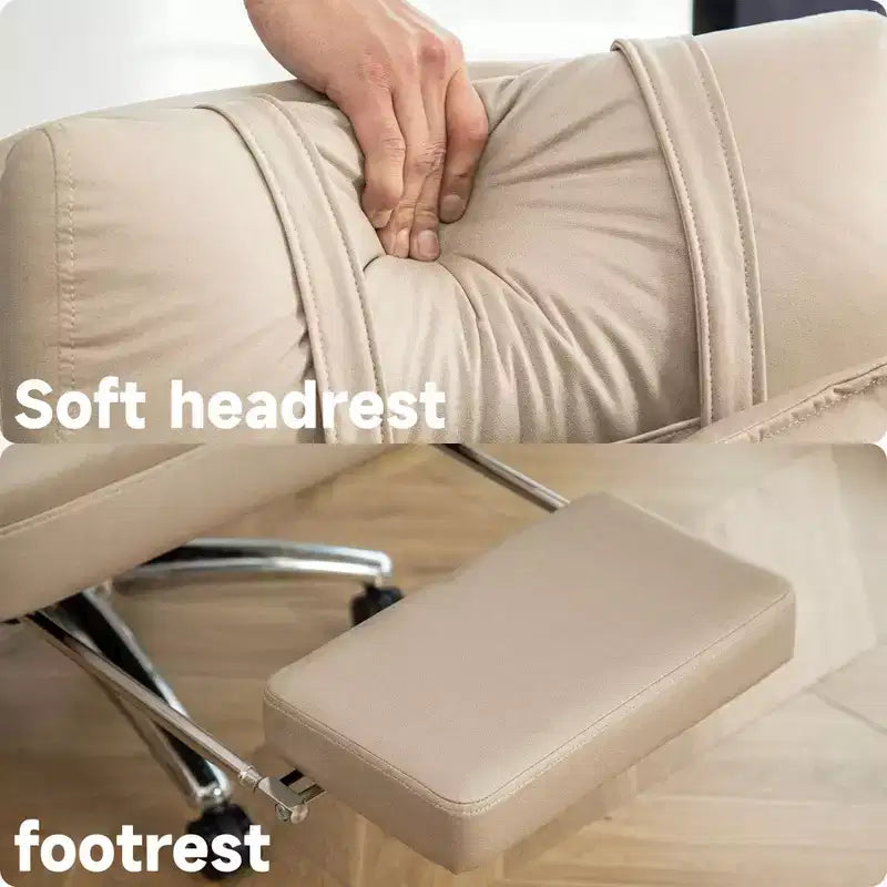 Fauteuil de bureau inclinable ergonomique pivotant à 360° avec repose-pieds, appuie-tête et oreiller lombaire, 180 kg