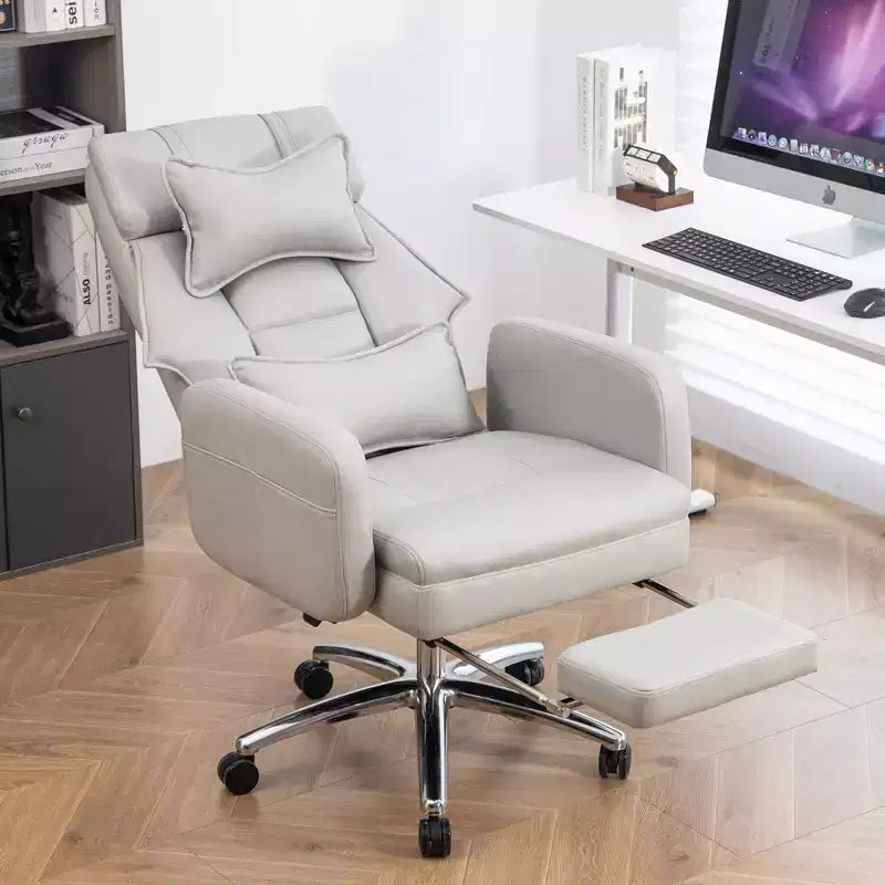 Fauteuil de bureau inclinable ergonomique pivotant à 360° avec repose-pieds, appuie-tête et oreiller lombaire, 180 kg