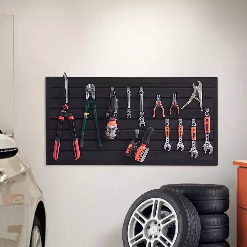 Panneau de lattes en PVC pour garage, 60x120 cm, organisateur mural modulaire et ajustable, noir, 136 kg