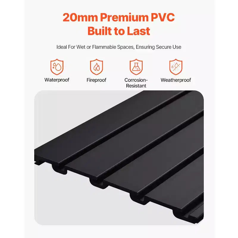 Panneau de lattes en PVC pour garage, 60x120 cm, organisateur mural modulaire et ajustable, noir, 136 kg