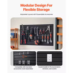 Panneau de lattes en PVC pour garage, 60x120 cm, organisateur mural modulaire et ajustable, noir, 136 kg