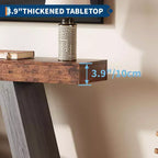 Console étroite de style campagnard de 55 pouces à 2 niveaux avec étagères de rangement ouvertes, bois et métal industriel