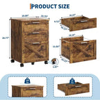Caisson de classement mobile à 3 tiroirs avec serrure et roulettes, rangement de bureau sous le bureau pour documents de format Lettre, A4, Légal