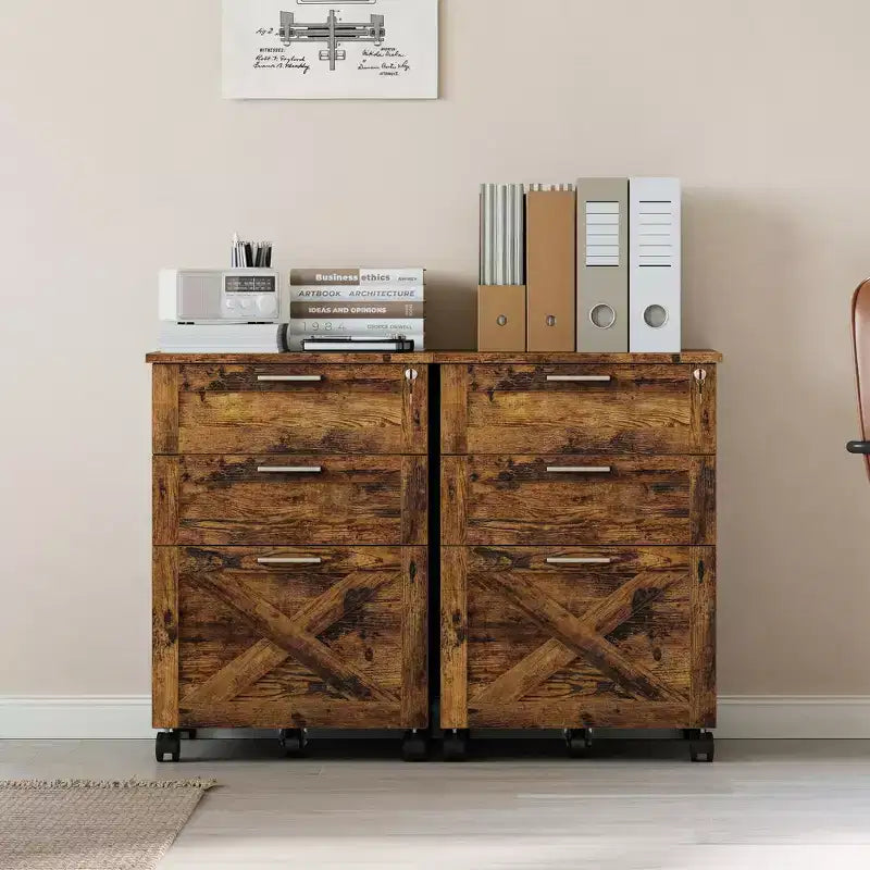 Caisson de classement mobile à 3 tiroirs avec serrure et roulettes, rangement de bureau sous le bureau pour documents de format Lettre, A4, Légal