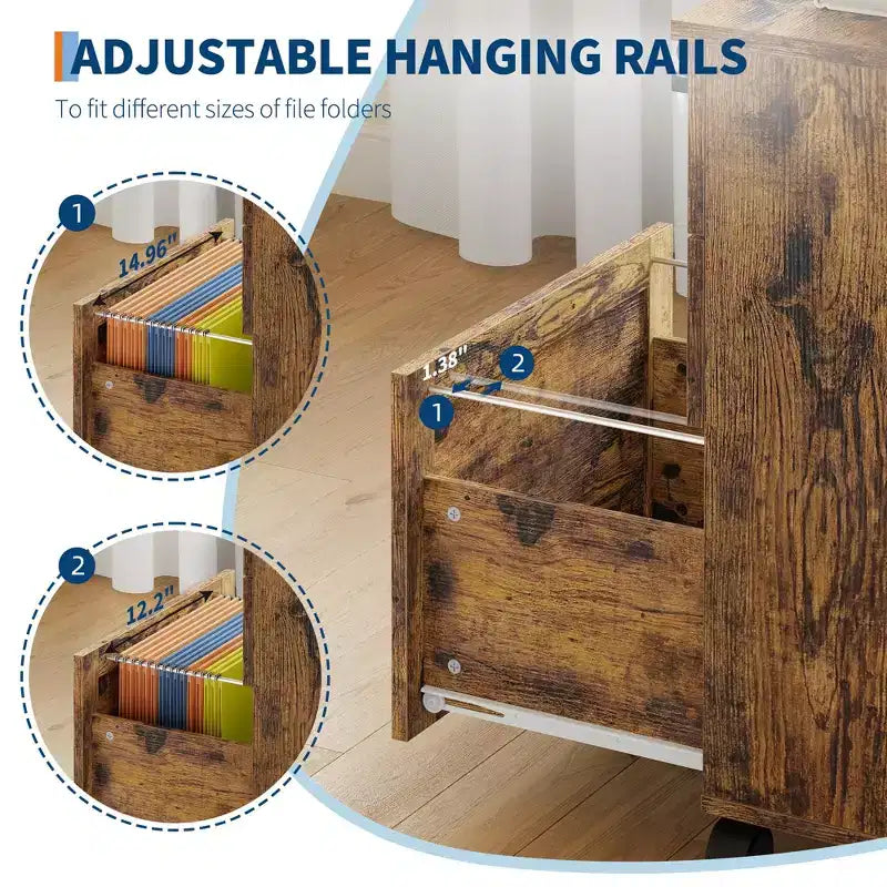 Caisson de classement mobile à 3 tiroirs avec serrure et roulettes, rangement de bureau sous le bureau pour documents de format Lettre, A4, Légal