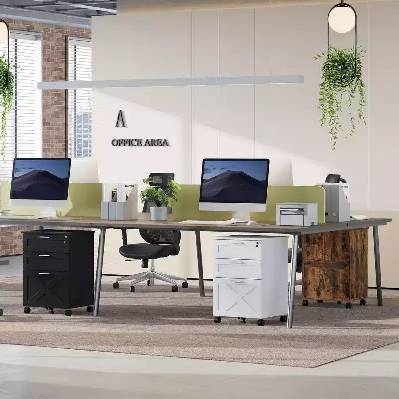 Caisson de classement mobile à 3 tiroirs avec serrure et roulettes, rangement de bureau sous le bureau pour documents de format Lettre, A4, Légal