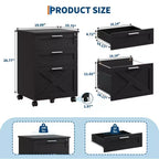 Caisson de classement mobile à 3 tiroirs avec serrure et roulettes, rangement de bureau sous le bureau pour documents de format Lettre, A4, Légal