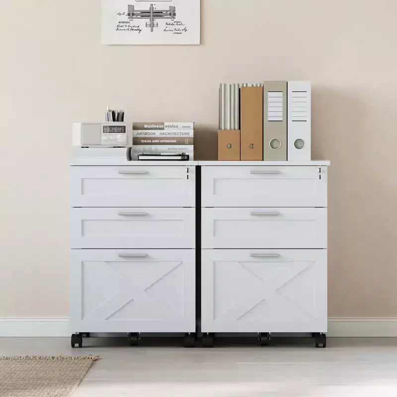Caisson de classement mobile à 3 tiroirs avec serrure et roulettes, rangement de bureau sous le bureau pour documents de format Lettre, A4, Légal