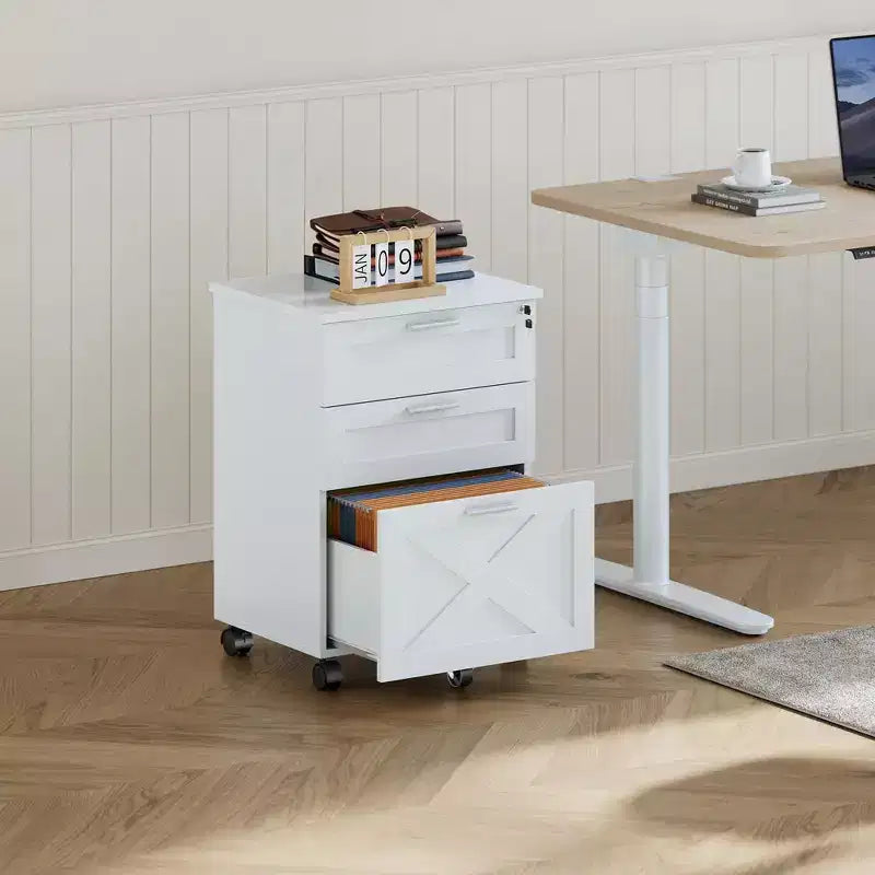 Caisson de classement mobile à 3 tiroirs avec serrure et roulettes, rangement de bureau sous le bureau pour documents de format Lettre, A4, Légal