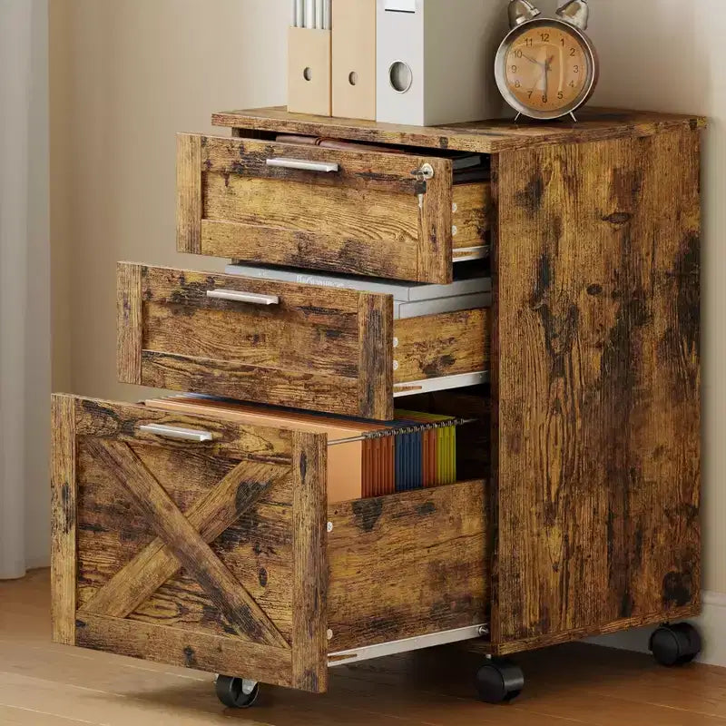 Caisson de classement mobile à 3 tiroirs avec serrure et roulettes, rangement de bureau sous le bureau pour documents de format Lettre, A4, Légal